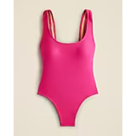 J.CREW NWT Swimsuit Women's sz18 Fuschia Pink Heritage One-Piece Scoop Back - Picture 1 of 13